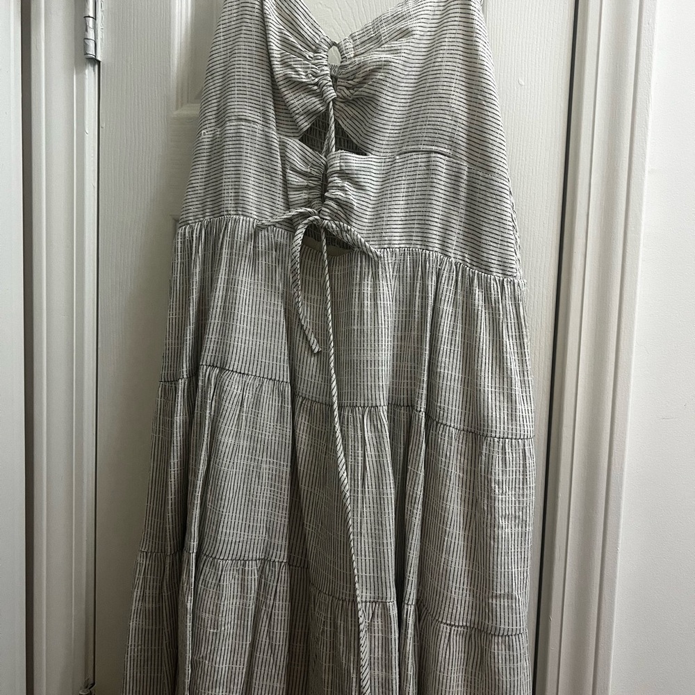 Striped Maxi Dress with Tie Front